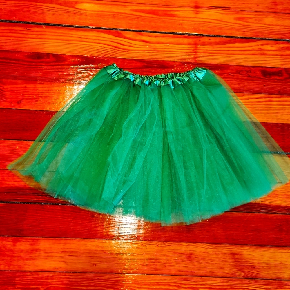 Womans Green tulle 3 layer skirt (one size fits most)